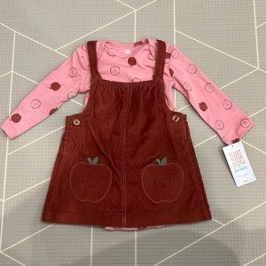 NWT Carter’s Apple Matching Set with Long-sleeve Onesie and Corduroy Dress sz 6M